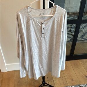 Fresh Clean Tees Gray Long Sleeve Henley Shirt